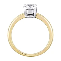 Womens Lab Created White Moissanite 14K Two Tone Gold Solitaire Engagement Ring