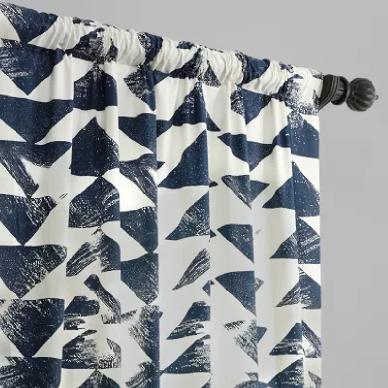 Exclusive Fabrics & Furnishing Triad Printed Cotton Rod Pocket Back Tab Light-Filtering Single Curtain Panel