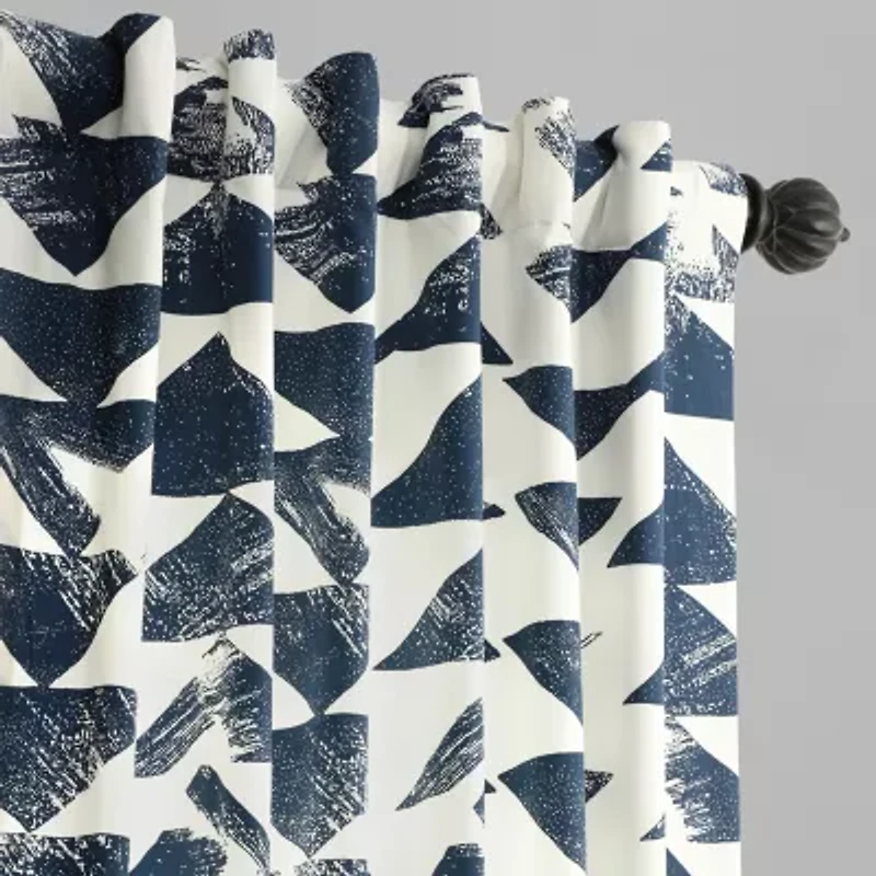 Exclusive Fabrics & Furnishing Triad Printed Cotton Rod Pocket Back Tab Light-Filtering Single Curtain Panel