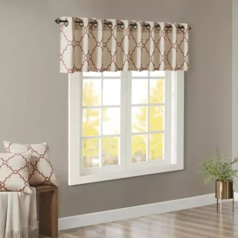 Madison Park Westmont Fretwork Print 50"W X 18"L Grommet Top Valance