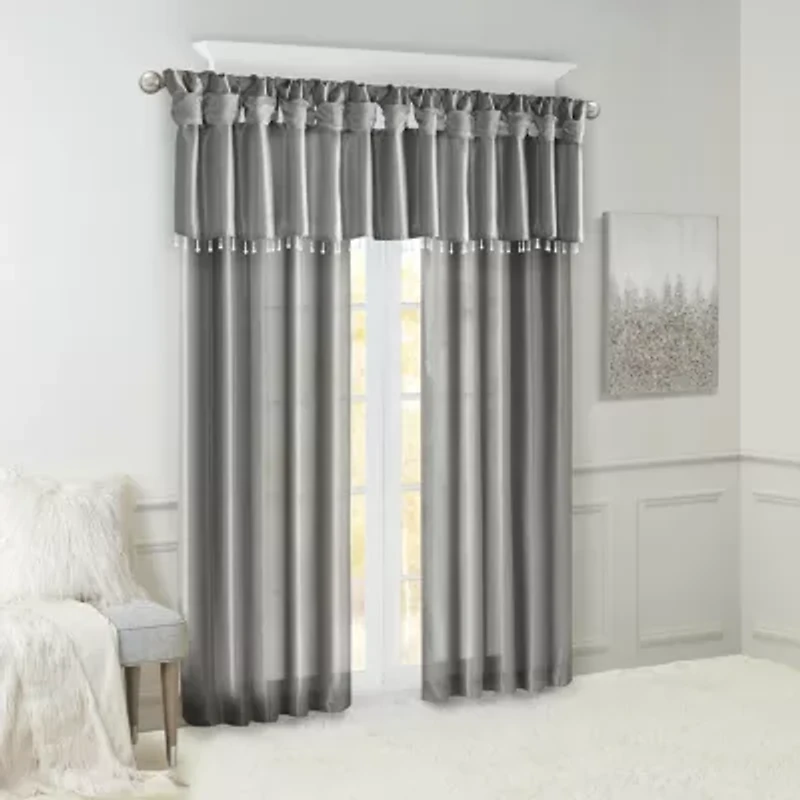 Madison Park Natalie 50"W X 26"L Lightweight Twisted Tab Top Tailored Valance