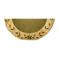 Kurt Adler 54" Green and Gold With Holly Leaves Embroidered Tree Skirt