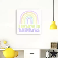 Lumaprints Pastel Rainbows I-Believe Giclee Canvas Art