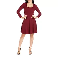 24/7 Comfort Apparel Womens Knee Length Skater Dress