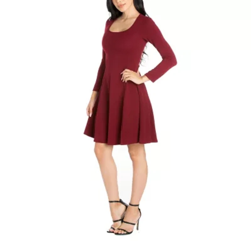 24/7 Comfort Apparel Womens Knee Length Skater Dress