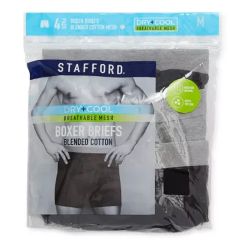 Stafford Dry + Cool Breathable Mesh Mens 4 Pack Boxer Briefs 302860