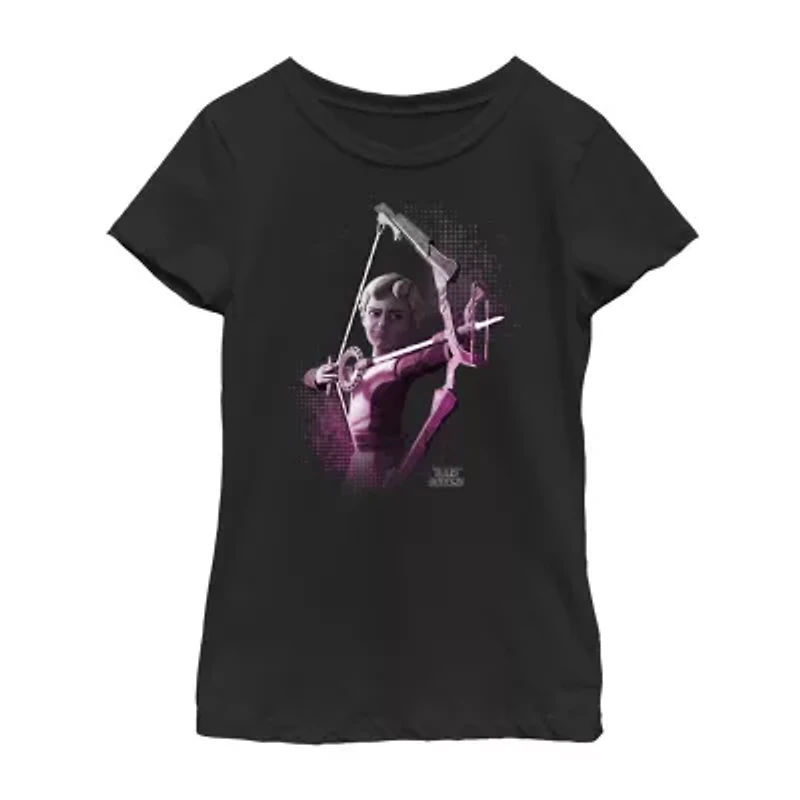 Omega Bow Little & Big Kid Girls Crew Neck Short Sleeve Slim Fit Star Wars Graphic T-Shirt