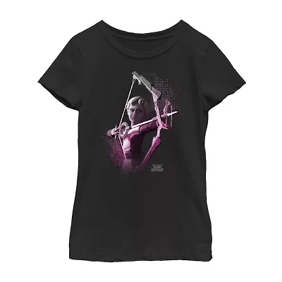 Omega Bow Little & Big Kid Girls Crew Neck Short Sleeve Slim Fit Star Wars Graphic T-Shirt