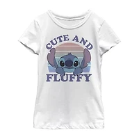 Little & Big Kid Girls Crew Neck Short Sleeve Slim Fit Lilo Stitch Graphic T-Shirt