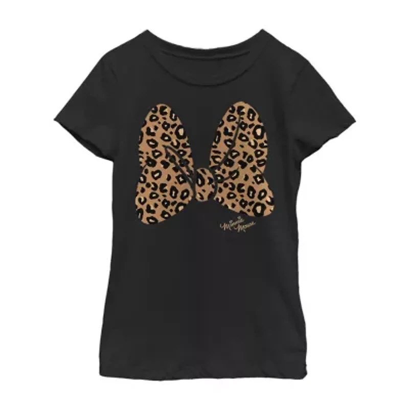 Little & Big Kid Girls Crew Neck Short Sleeve Slim Fit Minnie Mouse Graphic T-Shirt