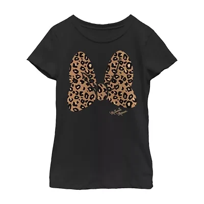 Little & Big Kid Girls Crew Neck Short Sleeve Slim Fit Minnie Mouse Graphic T-Shirt