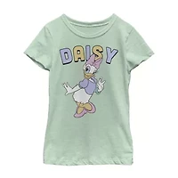 Daisy Little & Big Kid Girls Crew Neck Short Sleeve Slim Fit Mickey and Friends Mouse Minnie Graphic T-Shirt