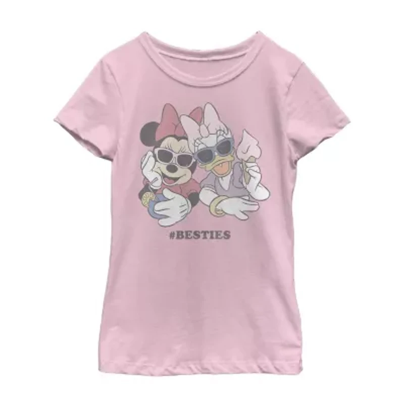Little & Big Kid Girls Crew Neck Short Sleeve Slim Fit Minnie Mouse Graphic T-Shirt