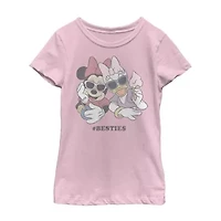Little & Big Kid Girls Crew Neck Short Sleeve Slim Fit Minnie Mouse Graphic T-Shirt