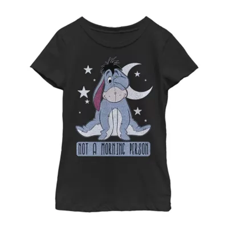Disney Little & Big Kid Girls Crew Neck Short Sleeve Slim Fit Eeyore Winnie The Pooh Graphic T-Shirt