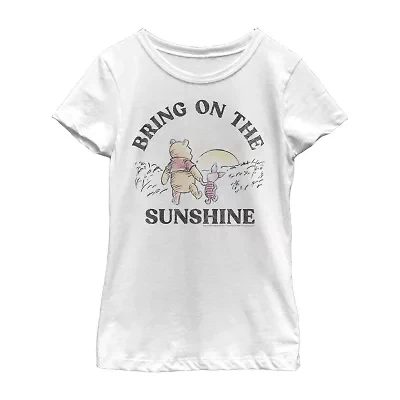 Little & Big Kid Girls Crew Neck Short Sleeve Slim Fit Winnie The Pooh Graphic T-Shirt