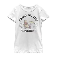Little & Big Kid Girls Crew Neck Short Sleeve Slim Fit Winnie The Pooh Graphic T-Shirt
