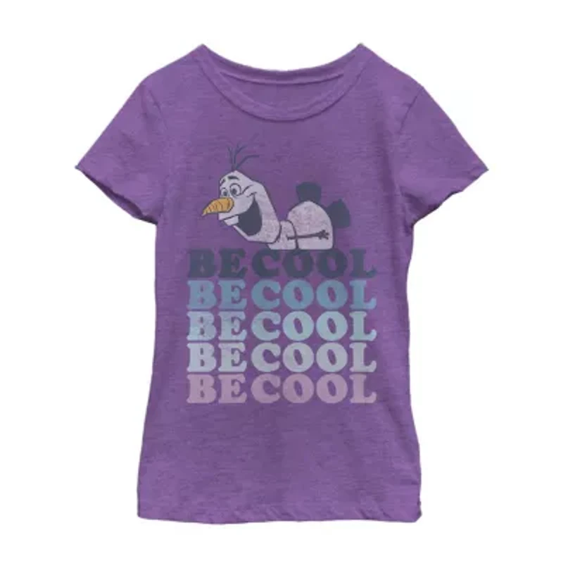 Little & Big Kid Girls Crew Neck Short Sleeve Slim Fit Frozen Olaf Graphic T-Shirt