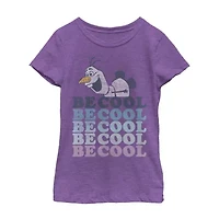 Little & Big Kid Girls Crew Neck Short Sleeve Slim Fit Frozen Olaf Graphic T-Shirt