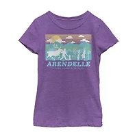 Arendelle Little & Big Kid Girls Crew Neck Short Sleeve Slim Fit Frozen Graphic T-Shirt