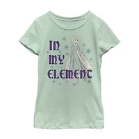 Disney Little & Big Kid Girls Crew Neck Short Sleeve Slim Fit Princess Frozen Graphic T-Shirt