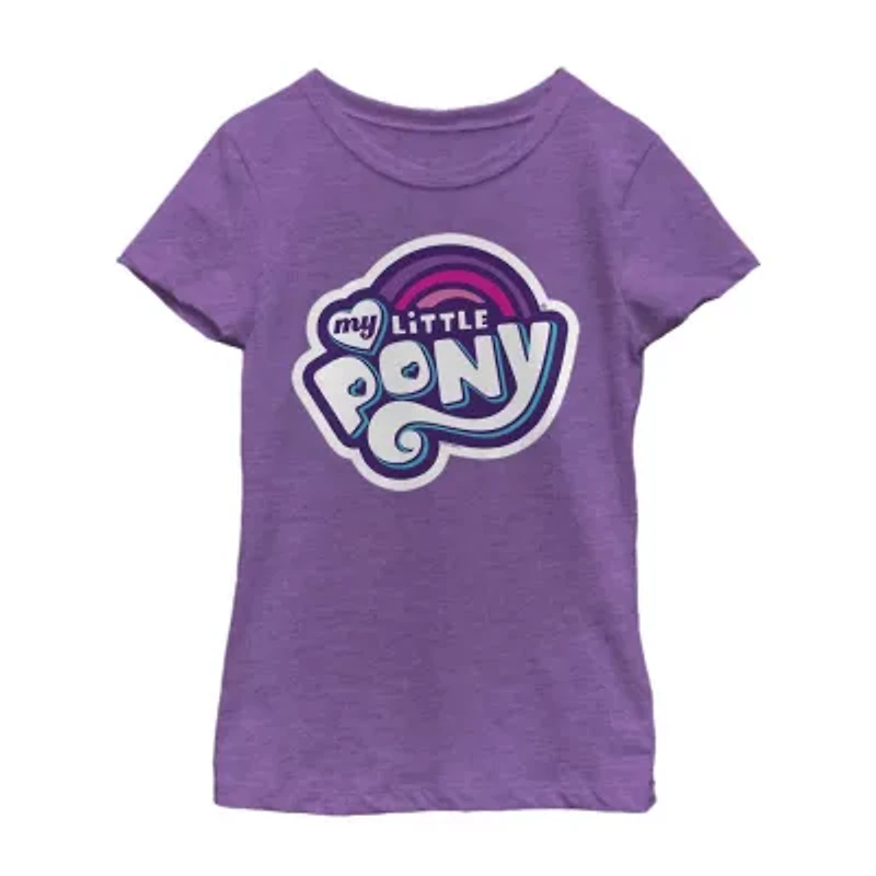 Little & Big Kid Girls Crew Neck Short Sleeve Slim Fit My Pony Graphic T-Shirt