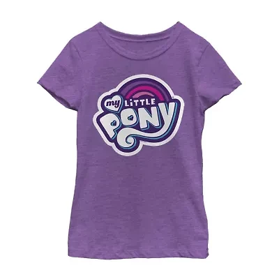 Little & Big Kid Girls Crew Neck Short Sleeve Slim Fit My Pony Graphic T-Shirt