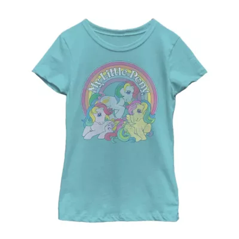Little & Big Kid Girls Crew Neck Short Sleeve Slim Fit My Pony Graphic T-Shirt