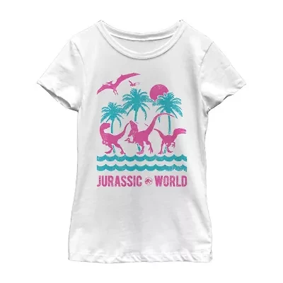 Little & Big Kid Girls Crew Neck Short Sleeve Slim Fit Jurassic World Graphic T-Shirt