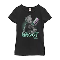 Groot Little & Big Kid Girls Crew Neck Short Sleeve Slim Fit Marvel Graphic T-Shirt