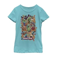 Little & Big Kid Girls Crew Neck Short Sleeve Regular Fit Minecraft Graphic T-Shirt