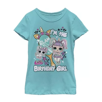 Little & Big Kid Girls Crew Neck Short Sleeve Slim Fit LOL Graphic T-Shirt