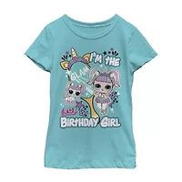 Little & Big Kid Girls Crew Neck Short Sleeve Slim Fit LOL Graphic T-Shirt