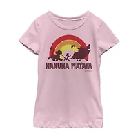 Hakuna Matata Little & Big Kid Girls Crew Neck Short Sleeve Slim Fit The Lion King Graphic T-Shirt