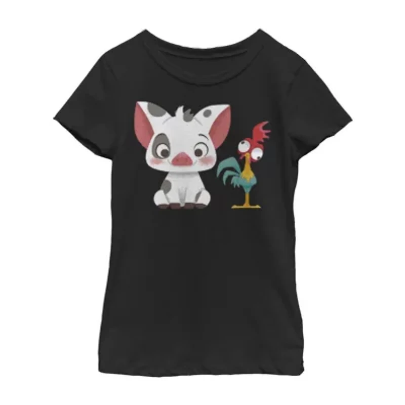 Beach Buds Little & Big Kid Girls Crew Neck Short Sleeve Slim Fit Princess Moana Graphic T-Shirt
