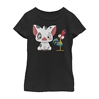 Beach Buds Little & Big Kid Girls Crew Neck Short Sleeve Slim Fit Princess Moana Graphic T-Shirt
