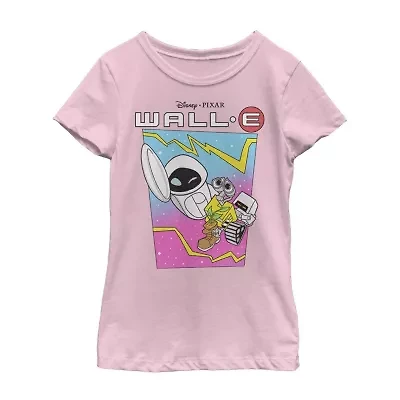 Little & Big Kid Girls Crew Neck Short Sleeve Slim Fit Wall-E Graphic T-Shirt