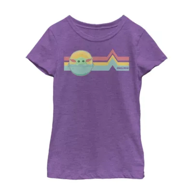 Rainbow Child Little & Big Kid Girls Crew Neck Short Sleeve Slim Fit Star Wars Graphic T-Shirt