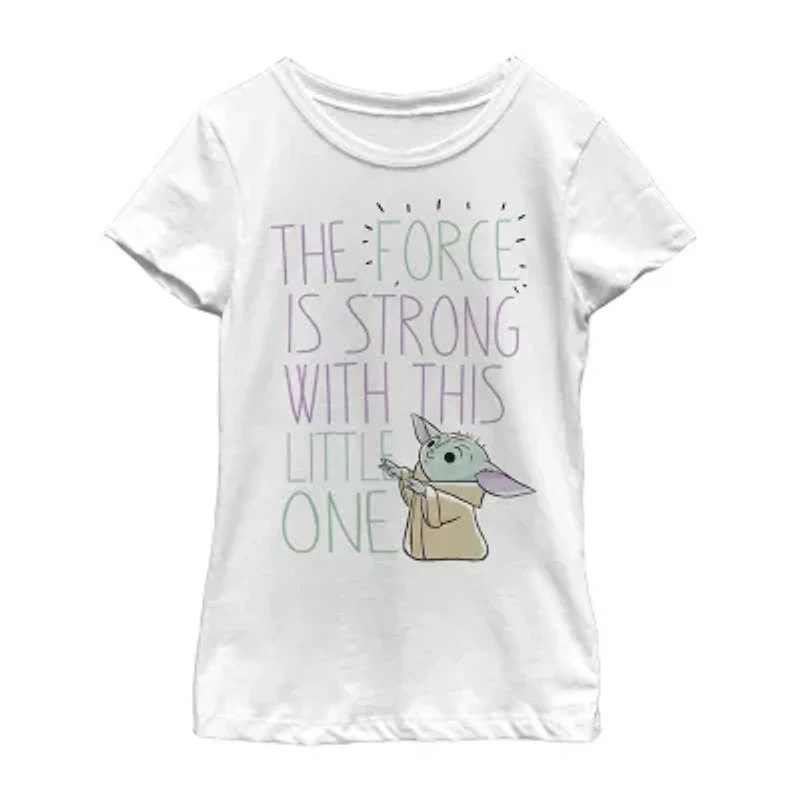 The Child Little & Big Kid Girls Crew Neck Short Sleeve Slim Fit Star Wars Graphic T-Shirt
