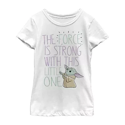 The Child Little & Big Kid Girls Crew Neck Short Sleeve Slim Fit Star Wars Graphic T-Shirt