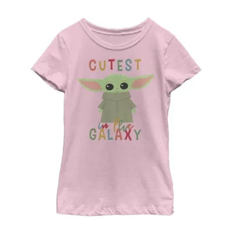 Cutest Little Child & Big Kid Girls Crew Neck Short Sleeve Slim Fit Star Wars Graphic T-Shirt