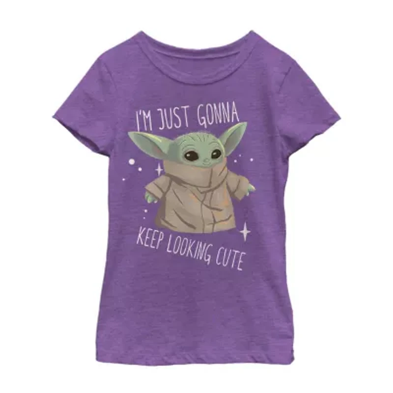 The Child Little & Big Kid Girls Crew Neck Short Sleeve Slim Fit Star Wars Graphic T-Shirt