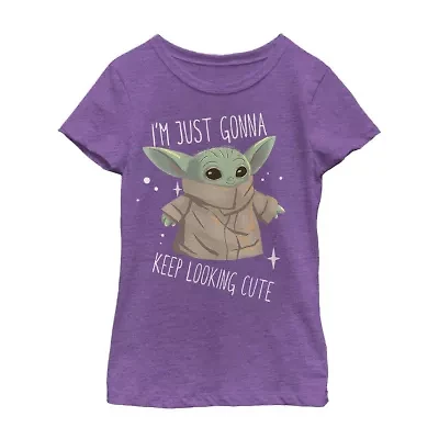 The Child Little & Big Kid Girls Crew Neck Short Sleeve Slim Fit Star Wars Graphic T-Shirt
