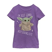 The Child Little & Big Kid Girls Crew Neck Short Sleeve Slim Fit Star Wars Graphic T-Shirt
