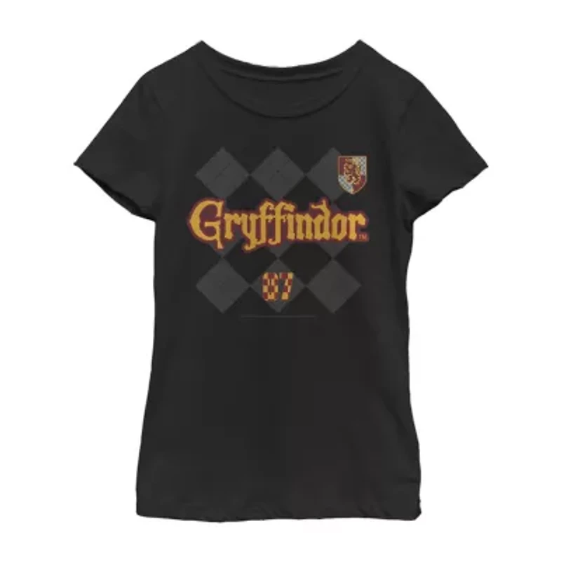Gryffindor Little & Big Kid Girls Crew Neck Short Sleeve Slim Fit Harry Potter Graphic T-Shirt