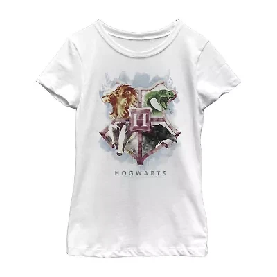 Hogwarts Little & Big Kid Girls Crew Neck Short Sleeve Slim Fit Harry Potter Graphic T-Shirt