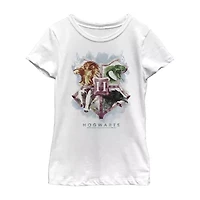 Hogwarts Little & Big Kid Girls Crew Neck Short Sleeve Slim Fit Harry Potter Graphic T-Shirt