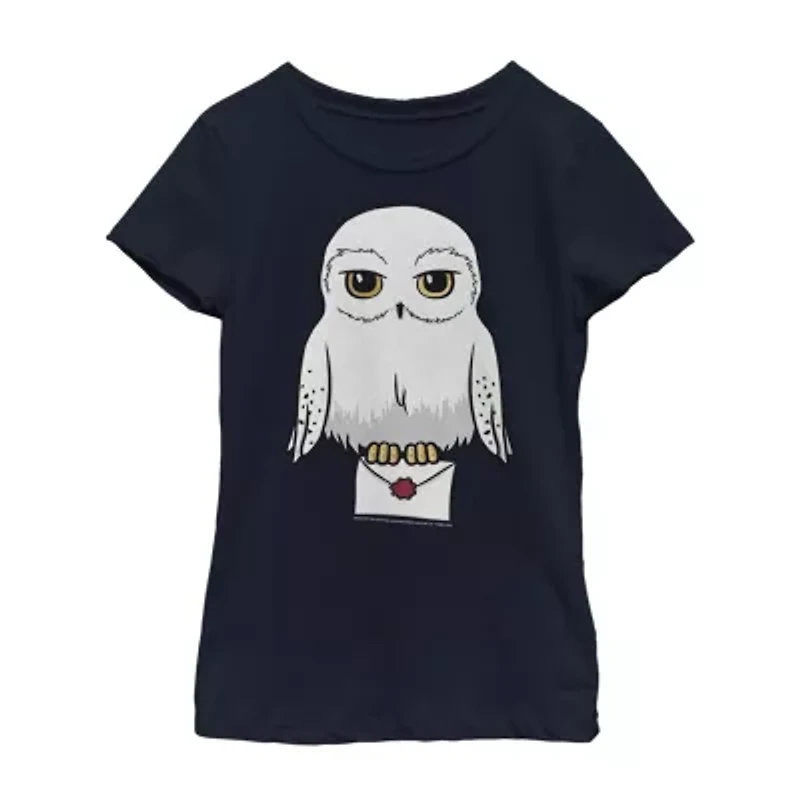 Hedwig Little & Big Kid Girls Crew Neck Short Sleeve Slim Fit Harry Potter Graphic T-Shirt