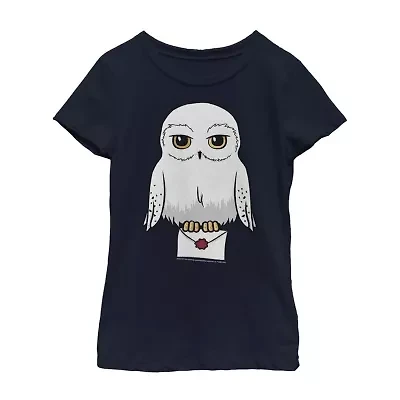 Hedwig Little & Big Kid Girls Crew Neck Short Sleeve Slim Fit Harry Potter Graphic T-Shirt