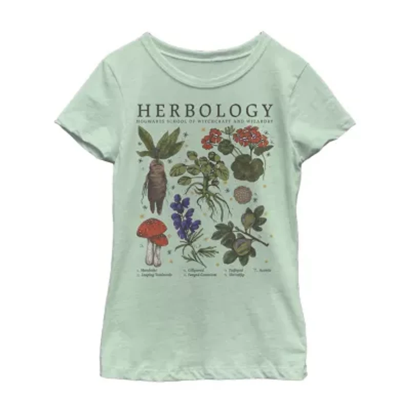 Herbology Little & Big Kid Girls Crew Neck Short Sleeve Slim Fit Harry Potter Graphic T-Shirt